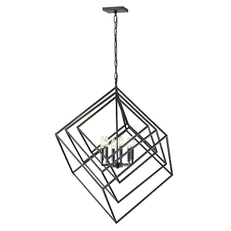 Z-Lite Euclid 6 Light Chandelier, Matte Black 457-6MB